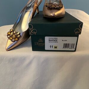 J.Renee (Makenzie) Blush Metallic Slingback Heels with Jewel Accent Size 11